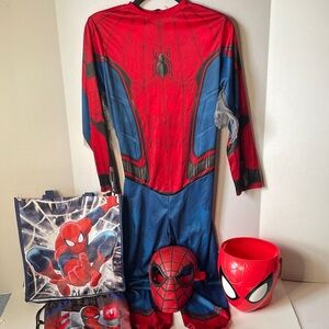 Spider-Man Kids  Large  Halloween Costume  5 piece Bundle